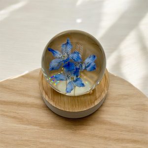 Sphère fleurie sur socle lumineux