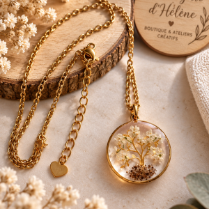 Collier arbre de vie fleuri