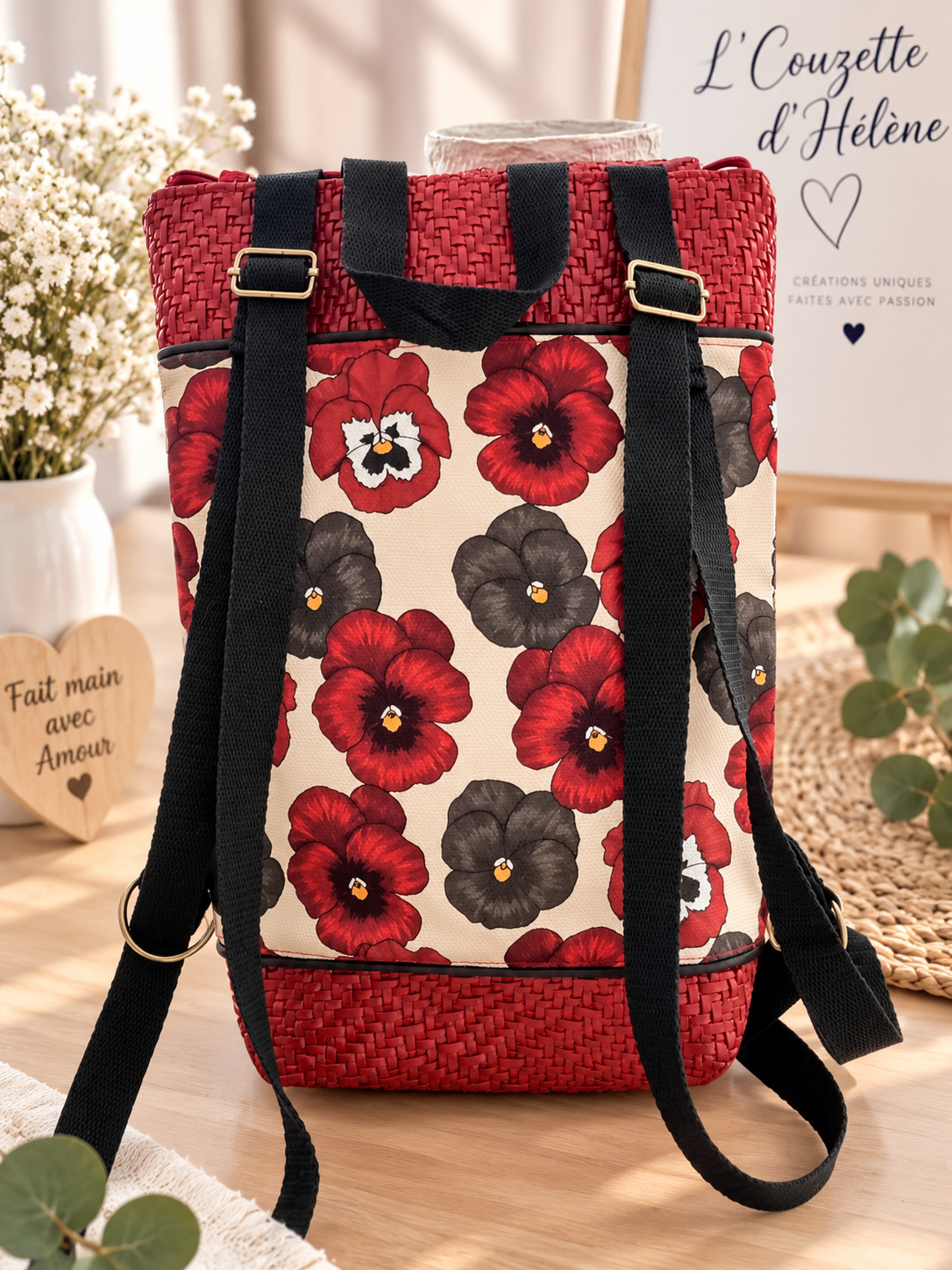 🎒 Sac à dos artisanal en cuir – Fleuri – Image 2