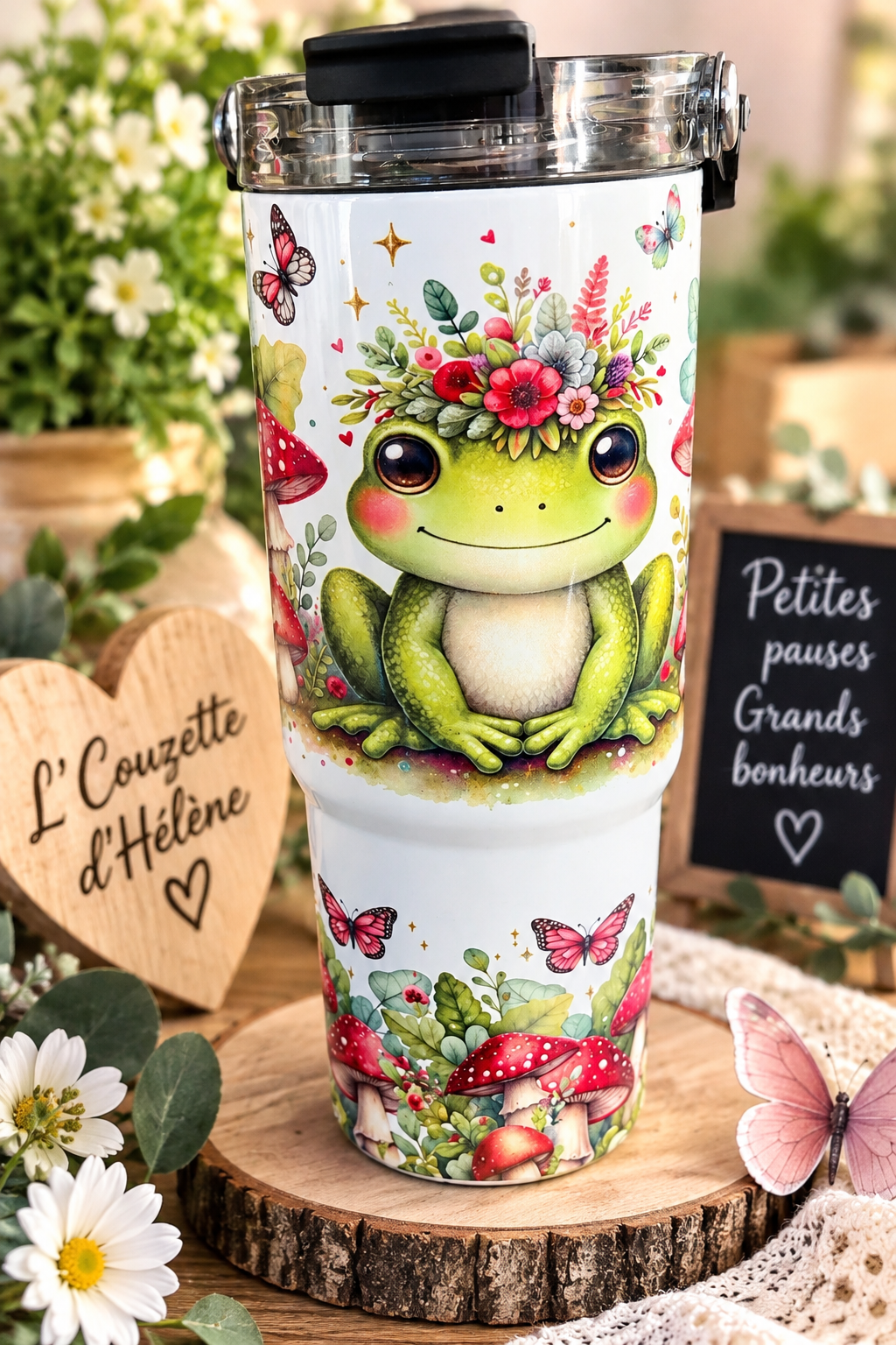 🌸 Gobelet isotherme 30 oz – Grenouille enchantée 🐸 – Image 2