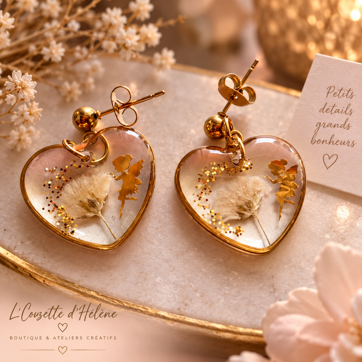 Boucles d’oreilles en cœur artisanales – Image 2
