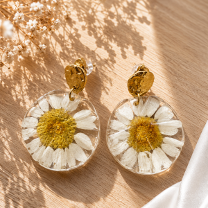 Boucles d'oreilles camomille