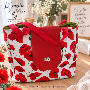 🌺 Grand sac cabas artisanal – Coquelicots