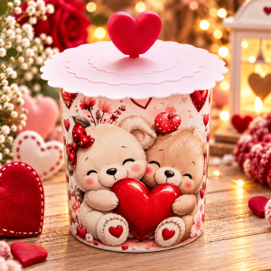 Tasse avec couvercle en silicone – Oursons amoureux ❤️🧸