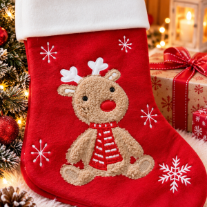 🎄 Botte de Noël personnalisable – Renne au nez rouge 🦌