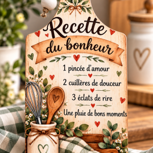 Planche déco cuisine – “Recette du bonheur” ❤️🌿