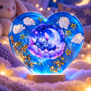 Veilleuse décorative cœur – Univers étoilé bleu