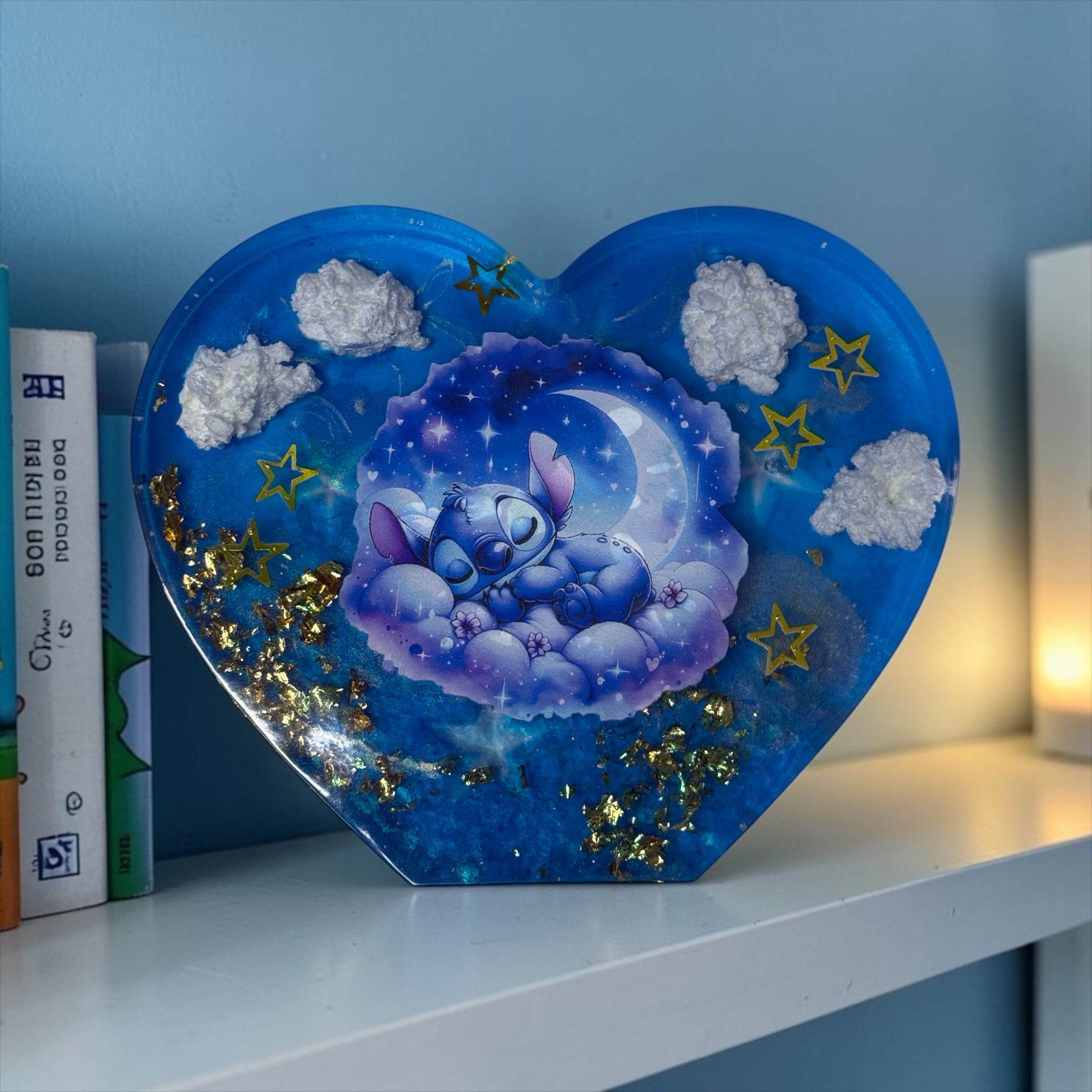 Veilleuse décorative cœur – Univers étoilé bleu – Image 2